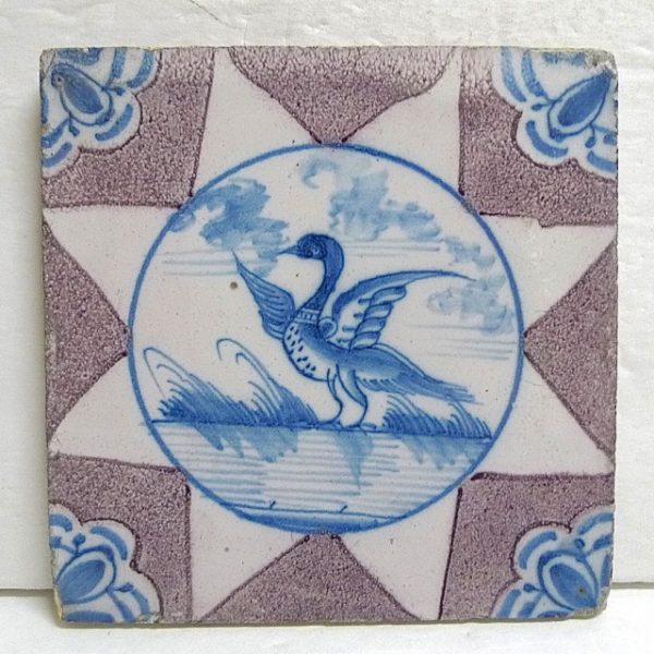 Delftware Tile with Bird
